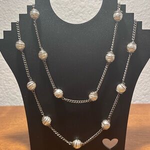Elegant Silver and Pearl Beaded Necklace #65